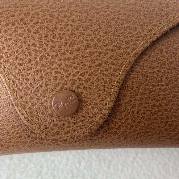 Ray-Ban Brown Semi Hard Sunglass Case Only 6” Faux Leather - Picture 3 of 9